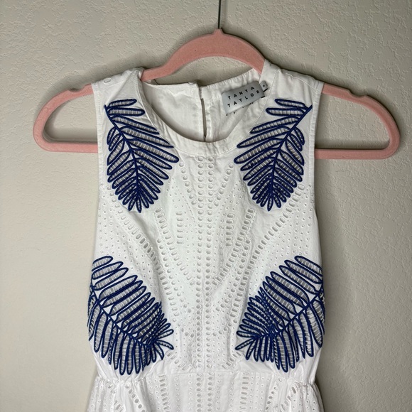 Tanya Taylor White & Blue Eyelet Dress - Picture 3 of 7